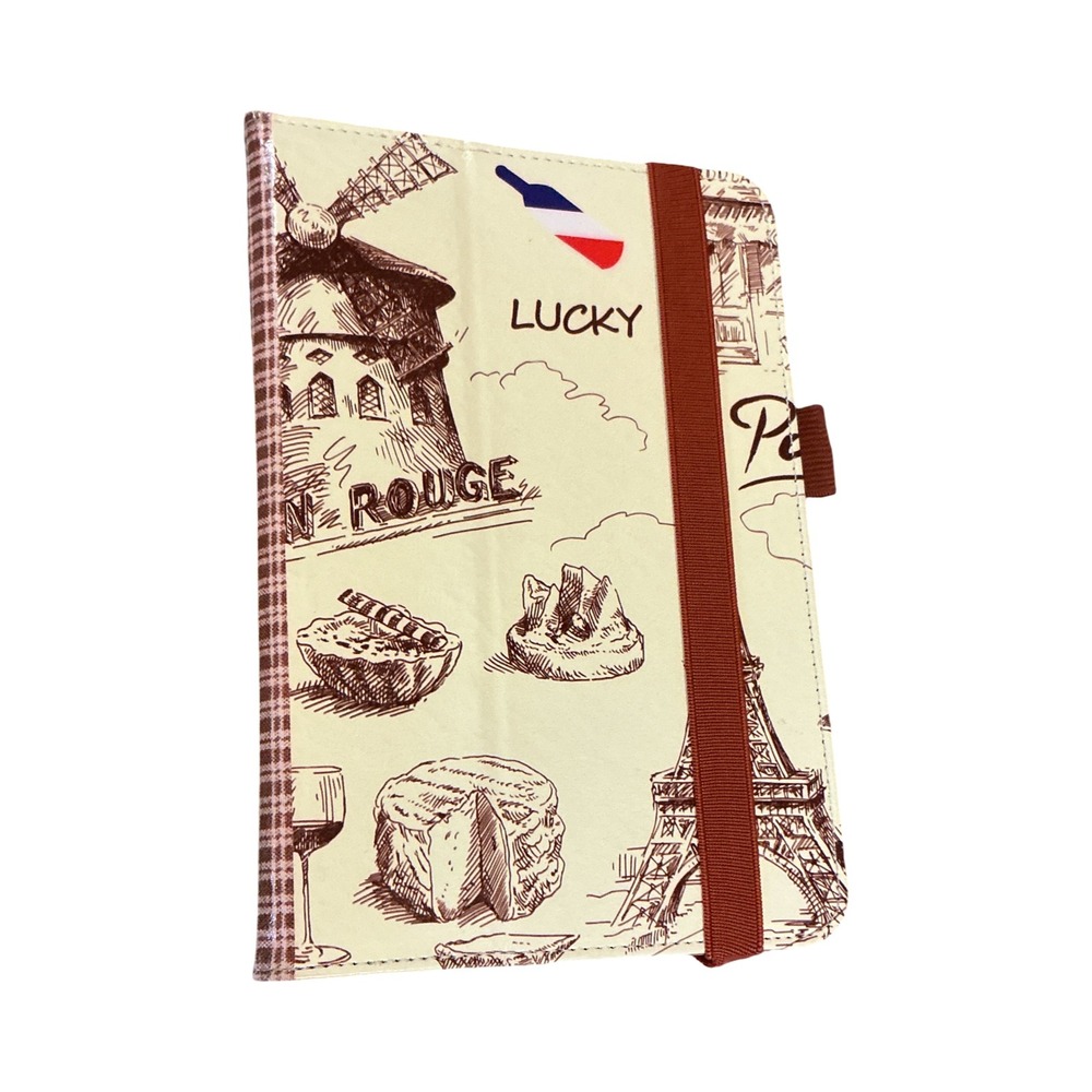 Travel Sketch Tablet Folio Case Paris London Eiffel Tower Big Ben‎ Brown Folio